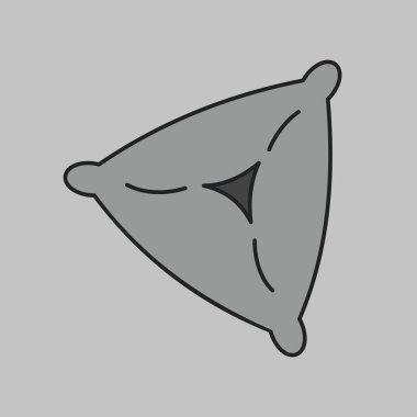 A simple icon of a traditional samsa pastry with filling. Designed in a clean, modern, grayscale outline style. Ideal for menus, food apps, and cafe websites