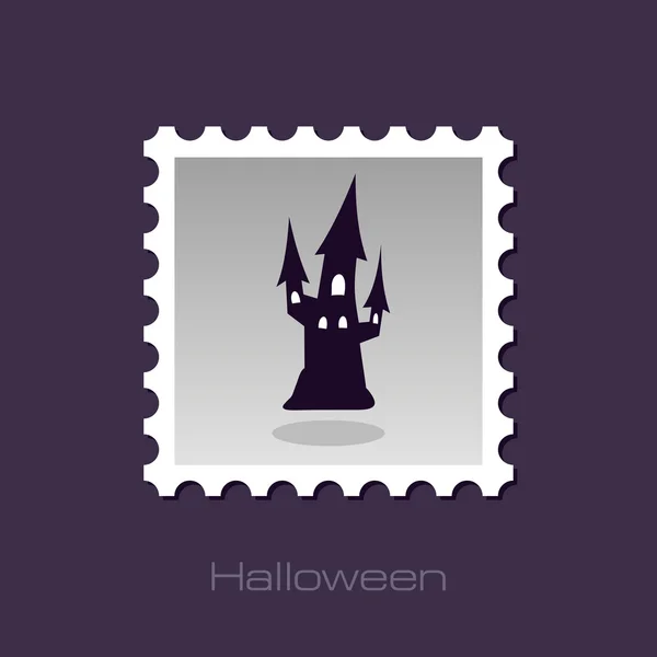 万圣节女巫城堡矢量轮廓邮票 — 图库矢量图片