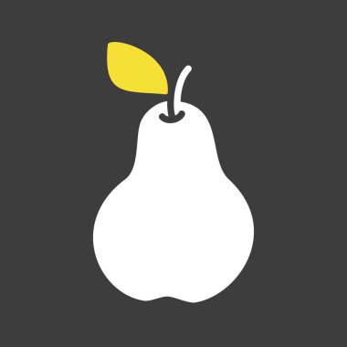 Koyu armutun gövdesi ve yaprağı üzerinde temiz bir taslak vektör. Bu basit tasarım sağlıklı beslenme, organik gıda ve sonbahar hasat temaları için mükemmeldir..