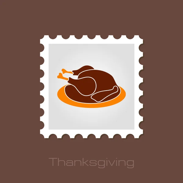 Жареная курица или индейка, марка Дня благодарения — стоковый вектор