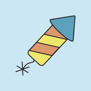 Ateşlemeye hazır, havai fişekli, neşeli bir roketin dinamik bir simgesi. Bu illüstrasyon, bir bayram veya özel bir etkinliğin heyecanını, kutlamalarını ve ruhunu aktarmak için mükemmeldir..