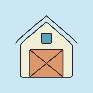 Köy ambarının basit bir sanat simgesi. Bu klasik çiftlik ve hasat sembolü tarım, kırsal ve ülke temalı tasarımlar için mükemmeldir..