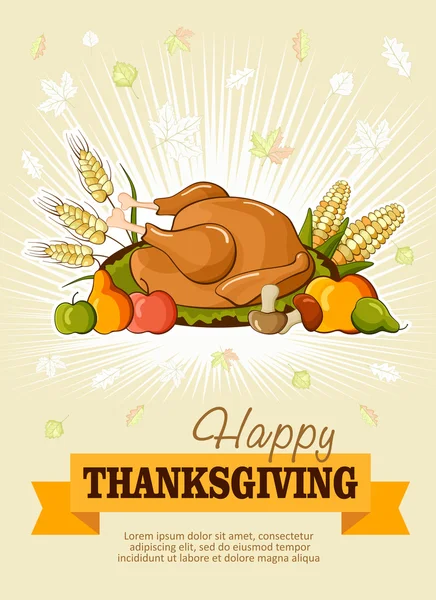 Le jour de Thanksgiving. Carte de vœux. Affiche vectorielle — Image vectorielle