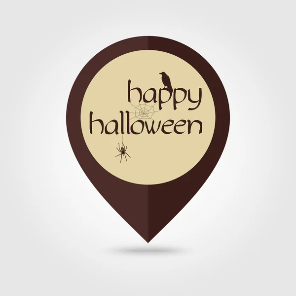 Happy Halloween mapping pin icon spider, raven — Stock Vector