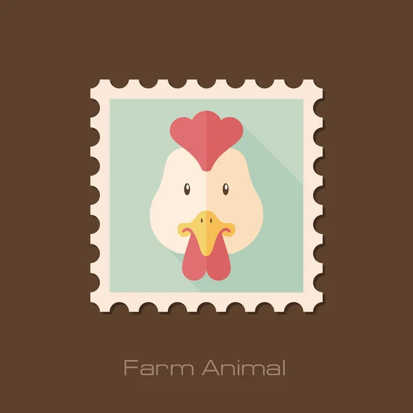 Estampilla plana de pollo. Vector cabeza animal — Archivo Imágenes Vectoriales