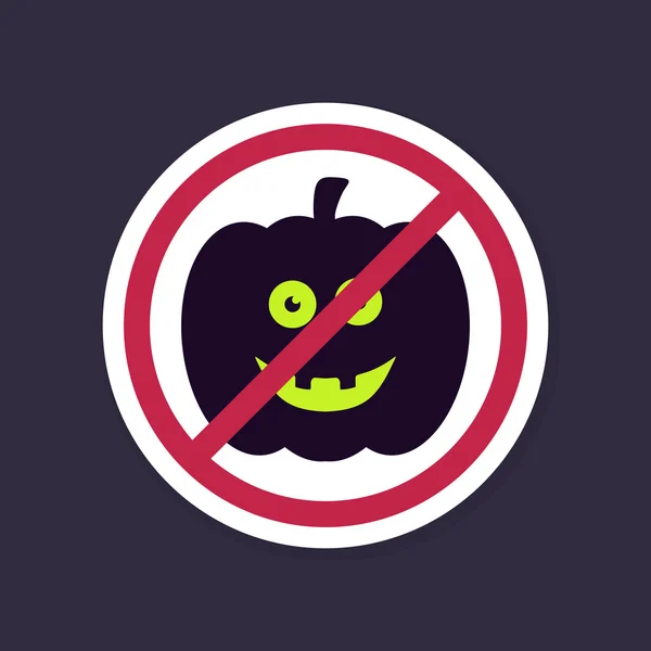 No, Ban o Stop. icono de calabazas de Halloween — Archivo Imágenes Vectoriales