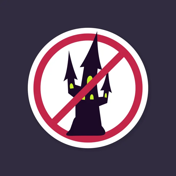 No, Ban o Stop. Halloween, icono del castillo de brujas — Archivo Imágenes Vectoriales