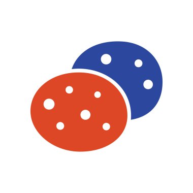 İki klasik çikolata parçalı kurabiye gösteren basit bir simge. Fırın menüleri, tatlı temalı tasarımlar ya da güzel resimler için mükemmel..