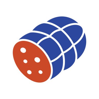 Haşlanmış sosis ya da şarküteri köftesi simgesi. Kasaplar, salamlar ya da gıda ürünleri tasarımı için birebir.