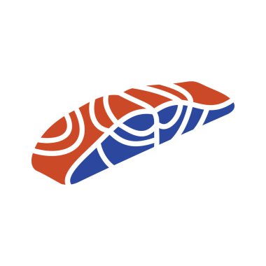 Yağlı bir somon filetosunun katı siyah kabartma simgesi, deniz ürünleri menüleri, diyet planları veya sağlıklı yemek reklamları için ideal.