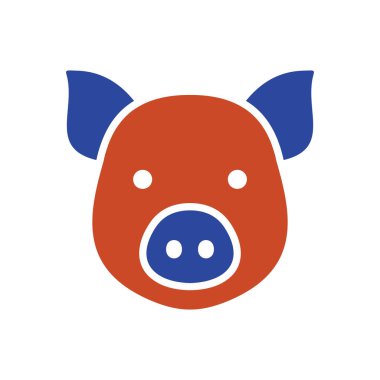 Burnu ve kulakları olan şirin bir domuz kafasının siyah sembolü. Gıda etiketleri, tarım pazarları veya çizgi film tasarımları için uygun minimal düz vektör çizimi