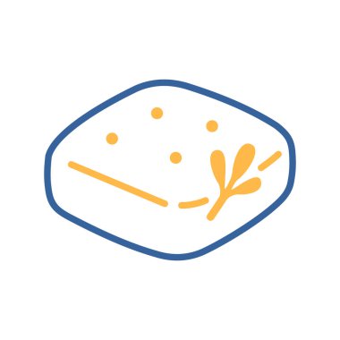 Taze pişmiş İtalyan Focaccia ekmeğinin basit bir simgesi. Temiz, modern, düz bir tasarım tasarladı. Menüler, yemek uygulamaları ve restoran siteleri için ideal