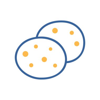 İki lezzetli çikolatalı kurabiyenin basit bir simgesi. Temiz, modern, düz bir tasarım tasarladı. Menüler, yemek uygulamaları ve kafe web siteleri için ideal