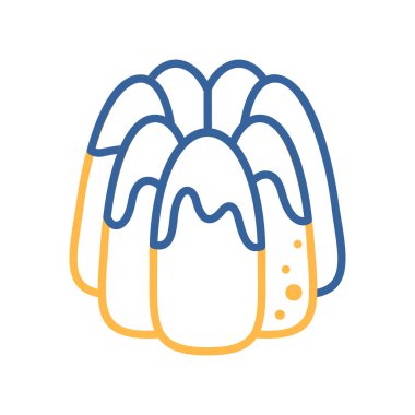 A simple icon of a classic Savarin or Rum Baba cake with icing. Designed in a modern flat outline style. Ideal for menus, food apps, and cafe websites