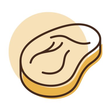 Çiğ bifteğin minimalist vektör simgesi. Gıda uygulamaları, restoran menüleri veya sağlıklı diyet tasarımı için uygun.