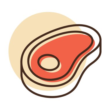 Çiğ biftek kesimini temsil eden minimal düz tasarım vektör simgesi, et ürünü paketleme veya yemek tarifi blogları için mükemmel