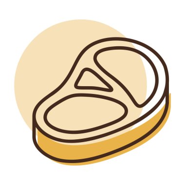 Çiğ domuz bifteğinin minimalist yassı vektör simgesi. Kasap dükkanı logoları, yemek kaynakları ya da yemek uygulamaları için mükemmel.