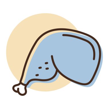 Pişmiş tavuk budu ya da uyluk kemiğinin minimalist düz çizgi çizimi. Gıda teslimatı, menü, tarif veya kümes hayvanları için uygun ürün tasarımları