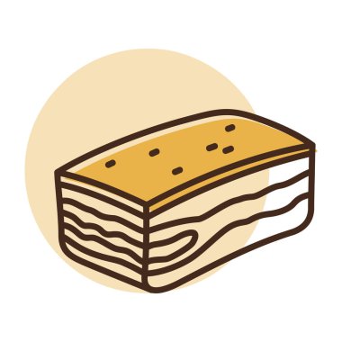 Et ve yağ katmanlı domuz yağının minimalist düz çizgi çizimi. Geleneksel yemek, kasap ya da yemek yapmak için ideal.