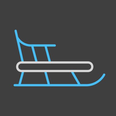 Kışlık kızak vektörü koyu arkaplan simgesinde. Kış işareti. Olay ve tatil web sitesi için grafik sembolü ve uygulama tasarımı, logo, uygulama, UI