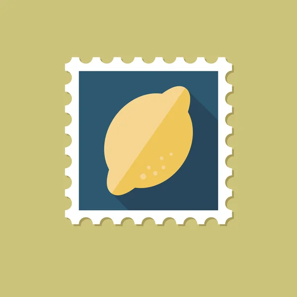 Timbre plat citron avec ombre longue — Image vectorielle