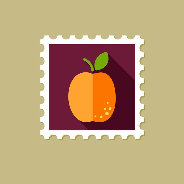 Apricot flat stamp with long shadow — Stock Vector