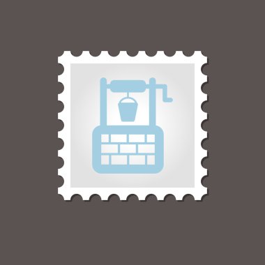 Water Well stamp. Outline vector illustration clipart