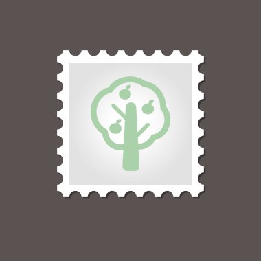 Meyve ağacı damgası. Anahat vektör çizim