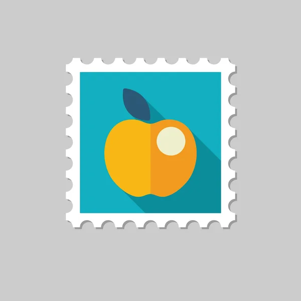 Tampon plat pomme avec ombre longue — Image vectorielle