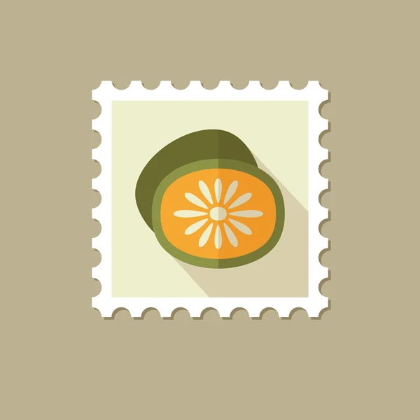 Kiwi timbre plat avec ombre longue — Image vectorielle