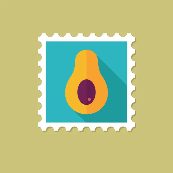 Avocat timbre plat avec ombre longue — Image vectorielle
