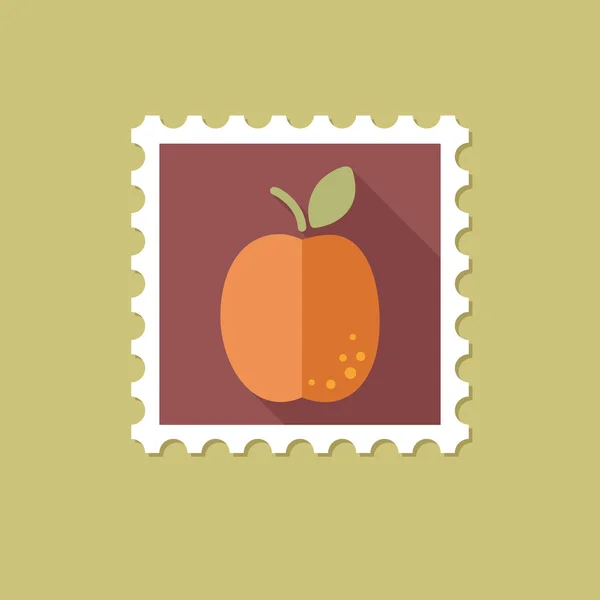 Tampon plat abricot avec ombre longue — Image vectorielle
