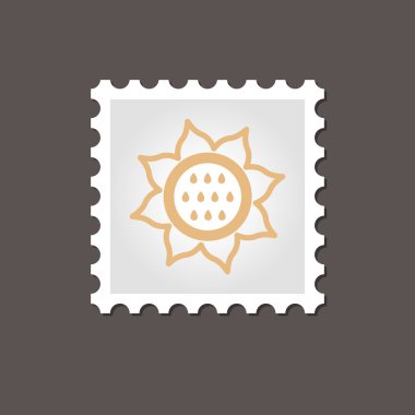 Ayçiçeği damgası. Anahat vektör çizim