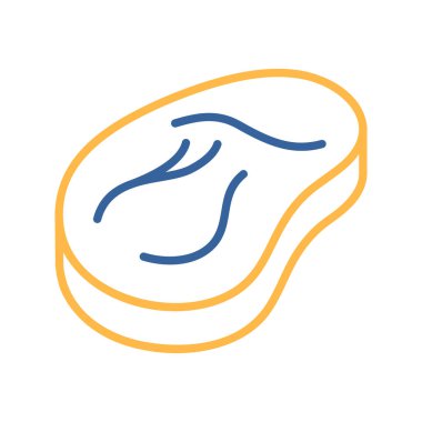 Çiğ bifteğin minimalist vektör simgesi. Gıda uygulamaları, restoran menüleri veya sağlıklı diyet tasarımı için uygun.