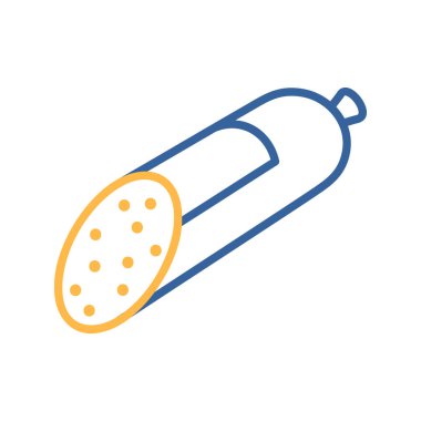 İyileştirilmiş salam çubuğunun minimalist yassı vektör simgesi, market uygulamaları için mükemmel, ya da şarküteri ürün tasarımı