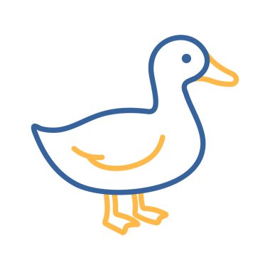 Bir ördek veya kazın minimalist düz tasarım vektör simgesi, kümes hayvanları tarım logoları veya gıda ve tarım temaları için uygundur