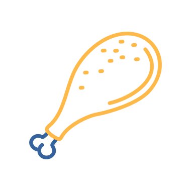 Pişmiş tavuk budu için minimalist yassı vektör simgesi. Fast food restoran menüleri, reklamlar veya yemek pişirme uygulamaları için mükemmel.