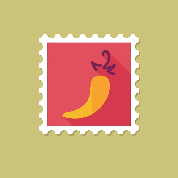 Poivre de Chili timbre plat avec ombre longue — Image vectorielle