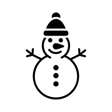 Şapka vektör simgesi olan mutlu kış kardan adam. Kış işareti. Olay ve tatil web sitesi için grafik sembolü ve uygulama tasarımı, logo, uygulama, UI