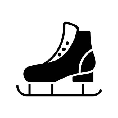 Paten ayakkabıları vektör katı simgesi. Kış işareti. Seyahat ve turizm web sitesi ve uygulama tasarımı, logo, uygulama, UI için grafik sembolü