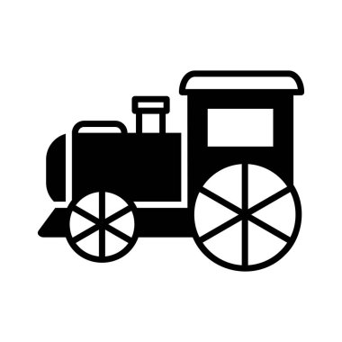 Antika buharlı lokomotif vektör katı simgesi. Çocuk demiryolu taşıma tabelası. Olay ve tatil web sitesi için grafik sembolü ve uygulama tasarımı, logo, uygulama, UI