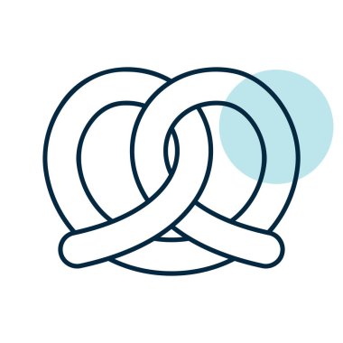 Kısmi renk dolgusu olan doğrusal bir simge. Yeni pişmiş bir Alman krakerini gösteriyor. Pastane, aperatif ve barla ilgili tasarımlar için ideal.