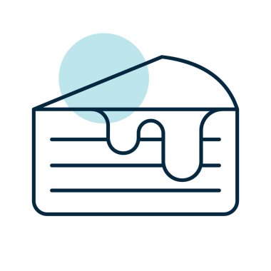 Lezzetli bir katmanlı ballı kek diliminin kısmi renk dolu doğrusal bir ikonu, tatlı bir jöleli. Şekerlemeler ve tatlı kavramları için mükemmel.