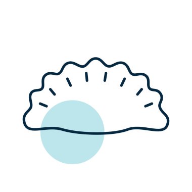 Geleneksel Cheburek veya Yantik hamur işi kısmi renk dolgusu olan doğrusal bir simge. Restoran, mutfak ve yemek kavramları için ideal..