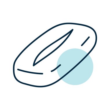 Geleneksel İtalyan ciabatta ekmeğini gösteren kısmi renk dolgusu olan doğrusal bir simge. Fırın, mutfak ve sandviç konseptleri için ideal..