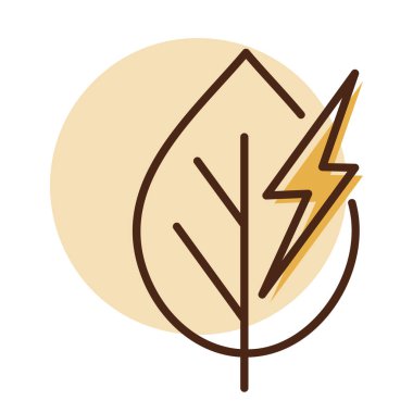 Yeşil enerji ve yenilenebilir teknoloji tasarım kavramları için uygun minimalist yaprak ve şimşek sembolü