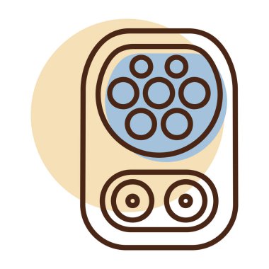 Minimalist anahat CCS Tip 2 giriş simgesi elektrik araç altyapısı ve eko taşıma tasarımı kavramları için uygundur