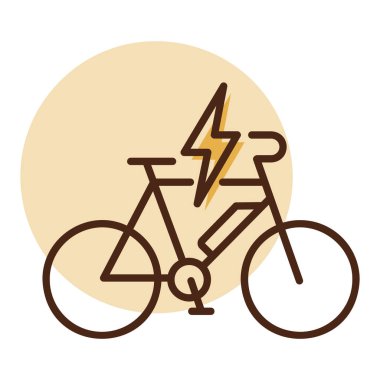 Çevre taşımacılığı ve aktif şehir hareketlilik tasarımı kavramları için uygun yıldırım yıldırımlı minimalist elektrik bisiklet simgesi