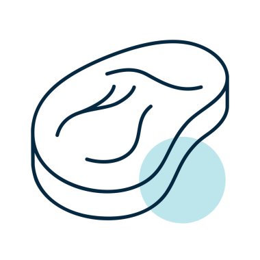 Çiğ bifteğin minimalist vektör simgesi. Gıda uygulamaları, restoran menüleri veya sağlıklı diyet tasarımı için uygun.