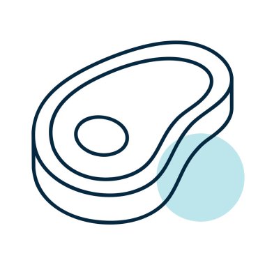 Çiğ biftek kesimini temsil eden minimal düz tasarım vektör simgesi, et ürünü paketleme veya yemek tarifi blogları için mükemmel